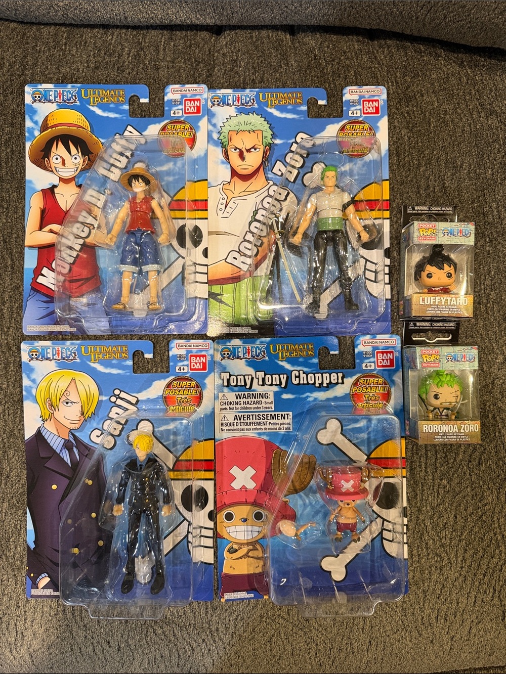 One Piece Anime Set Of  4 Action Figures & 2 Pop! Keychains